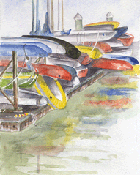 Boat Stow, watercolor painting by Jeanne Eickhoff, © 2007 All Rights Reserved