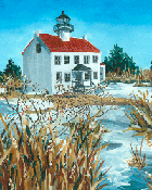 New East Point Lighthouse, acrylic painting by Jeanne Eickhoff, © 2007 All Rights Reserved