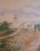 Point Loma Lighthouse, watercolor painting by Jeanne Eickhoff, © 2007 All Rights Reserved